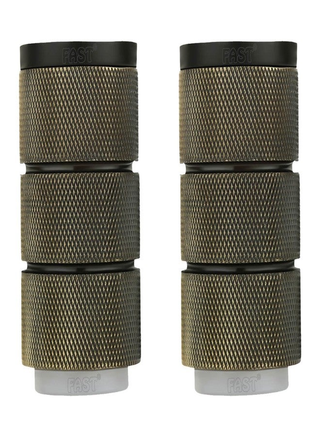 FAST Brass Antique Heavy Duty Round Sofa Legs with Rubber Pads for Sofa Bed Furniture Fitting - FSL02 (Brass Gold & Black, 3 Inch) - Image 1